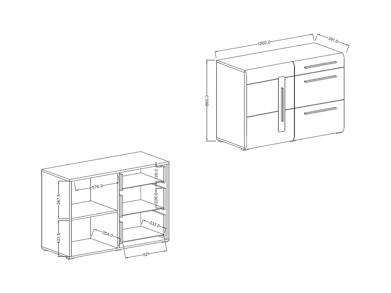 Commode à trois tiroirs TULSA