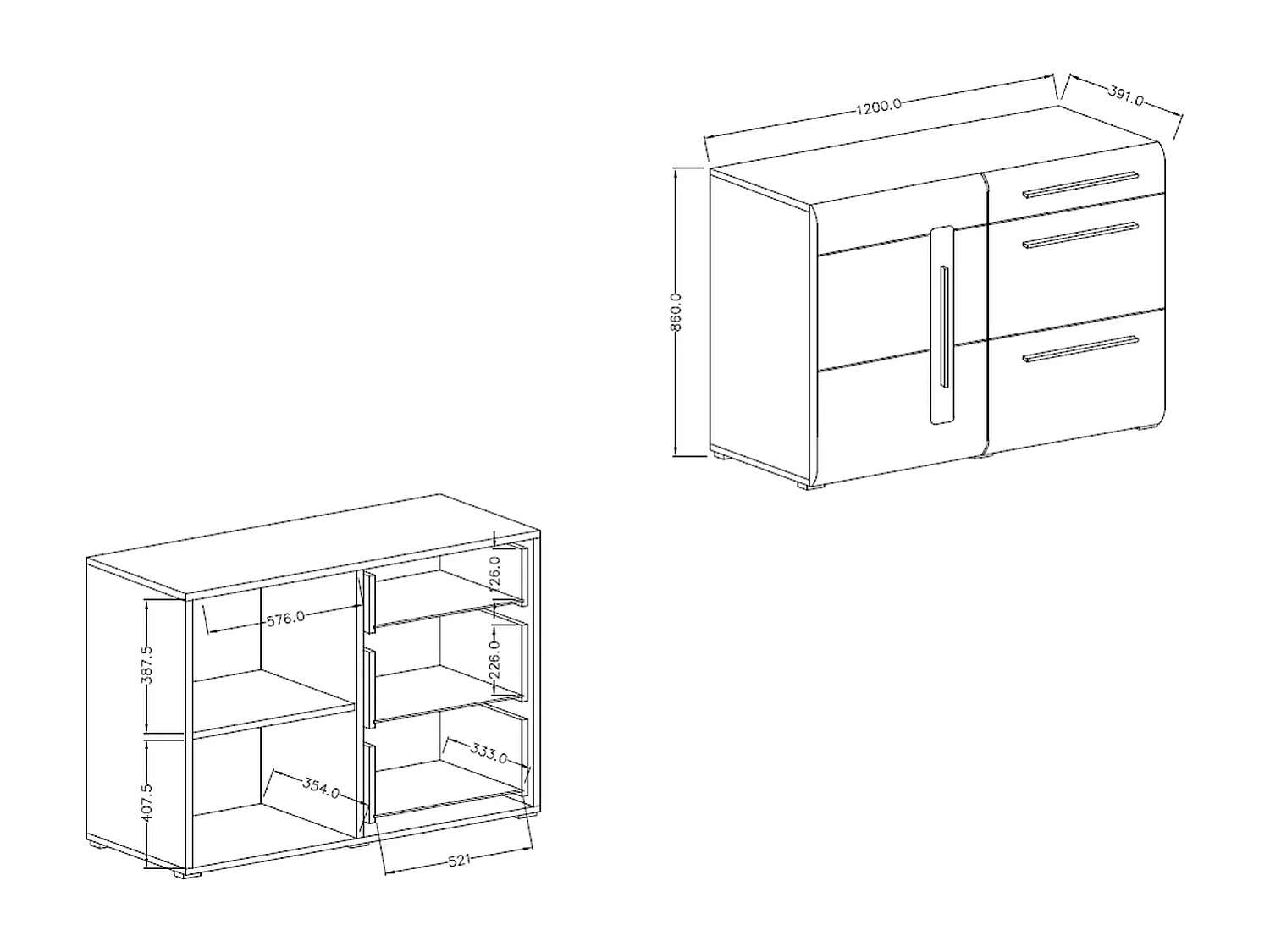 Commode à trois tiroirs TULSA
