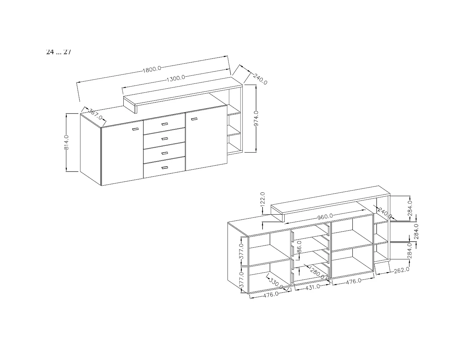 Commode à quatre tiroirs BOTA