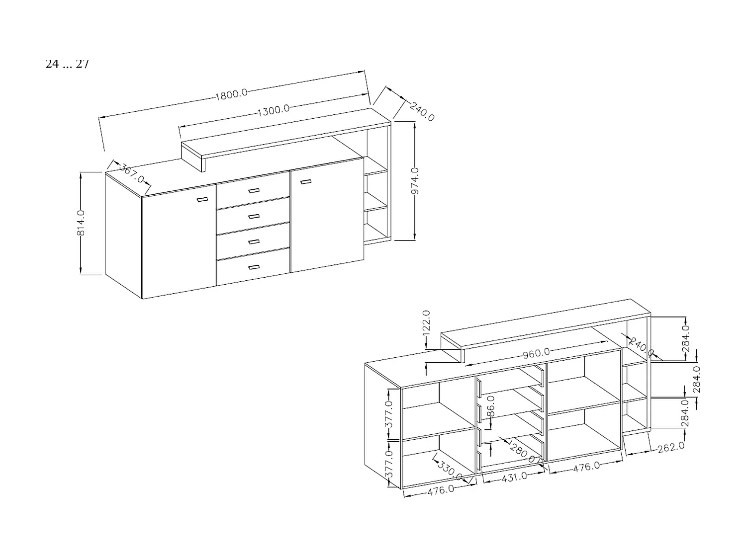 Commode à quatre tiroirs BOTA