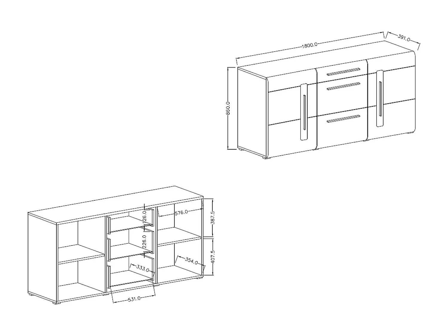 Commode à trois tiroirs TULSA