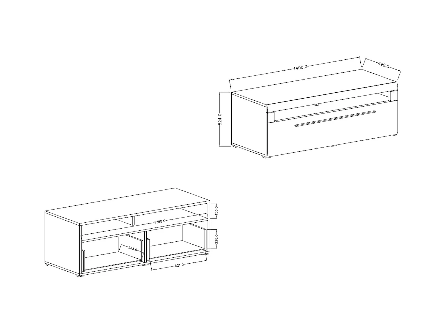 Armoire TV avec un tiroir TULSA 140 cm