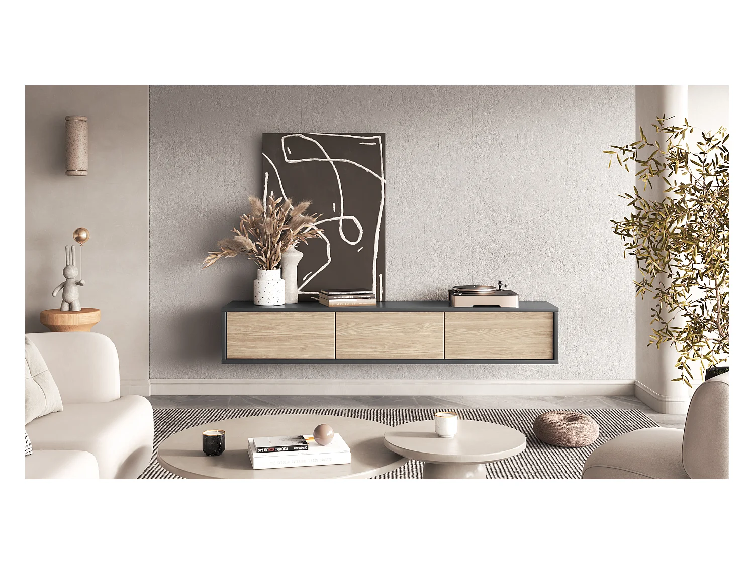 Armoire TV FRIDA avec trois portes