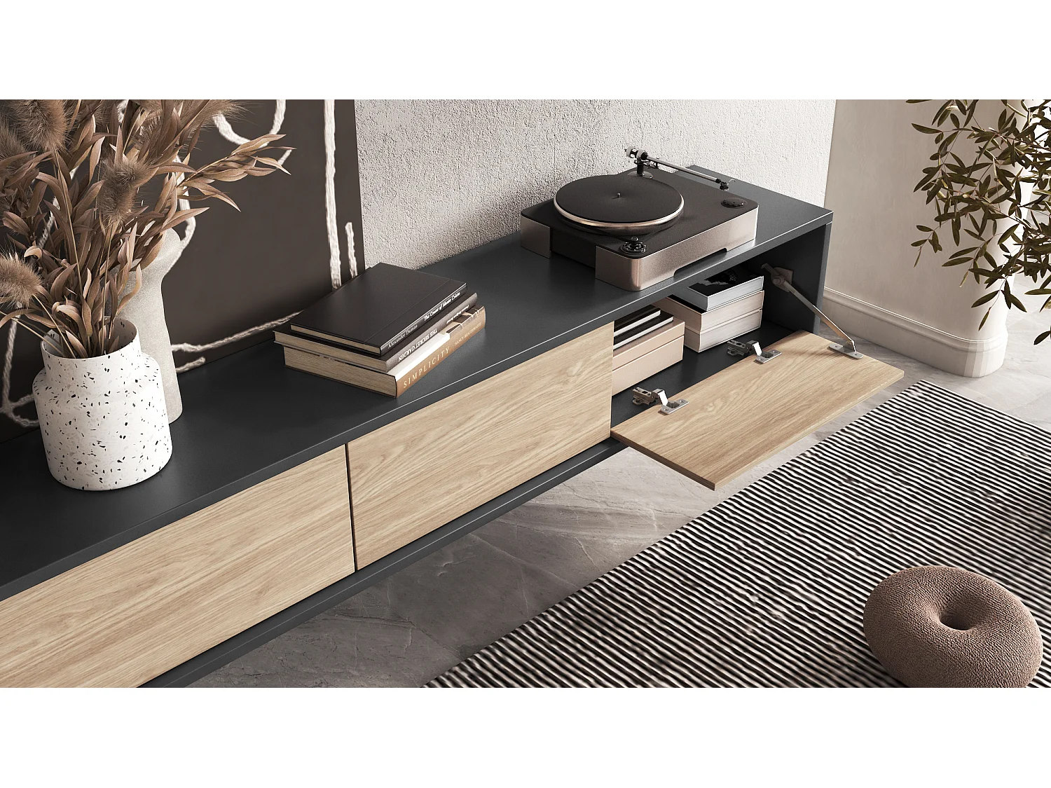 Armoire TV FRIDA avec trois portes