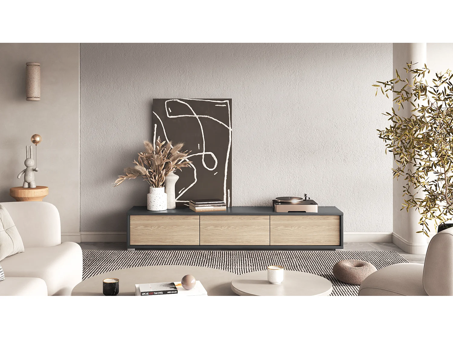 Armoire TV FRIDA avec trois portes