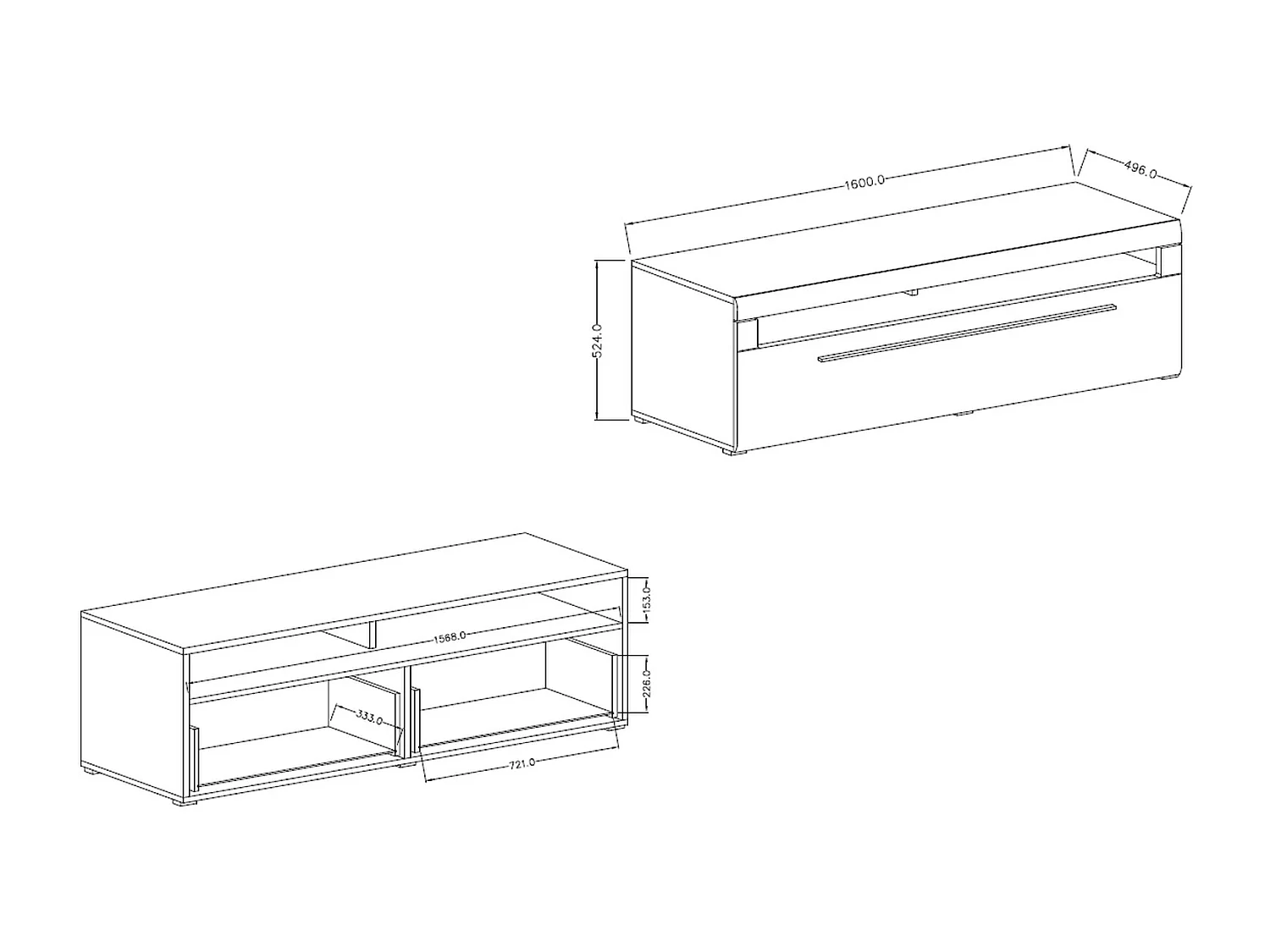 TV-Schrank mit zwei Türen TULSA 160 cm