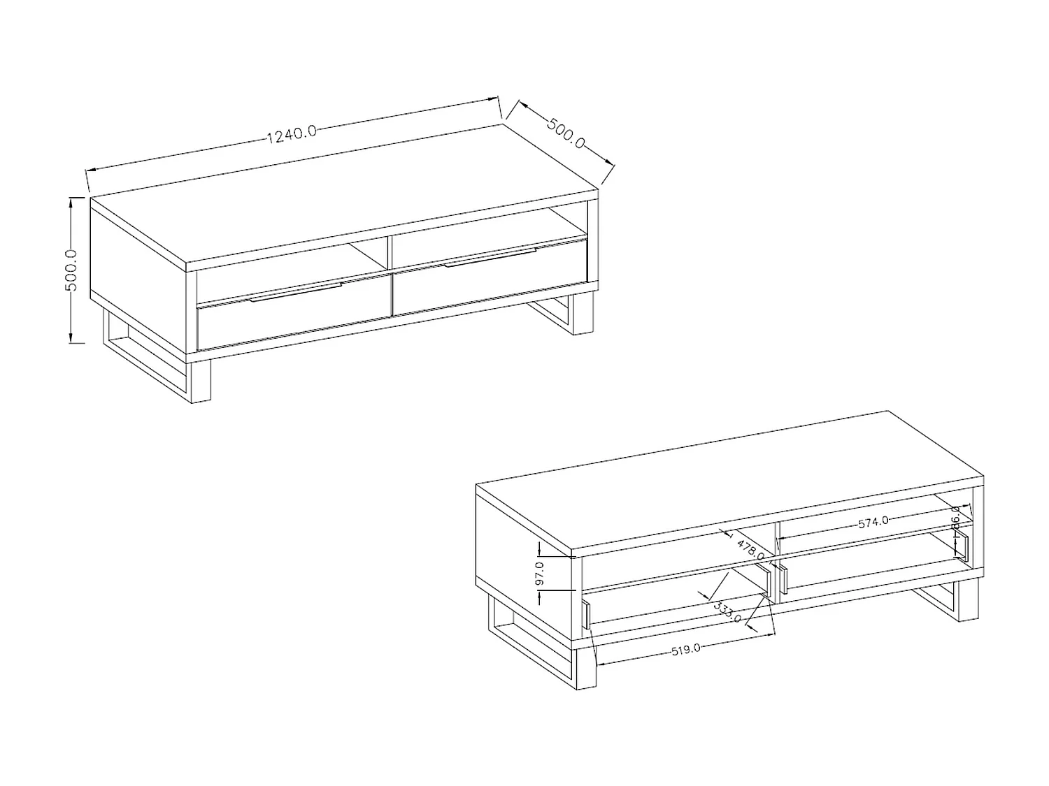 Meuble TV avec deux tiroirs HALLE