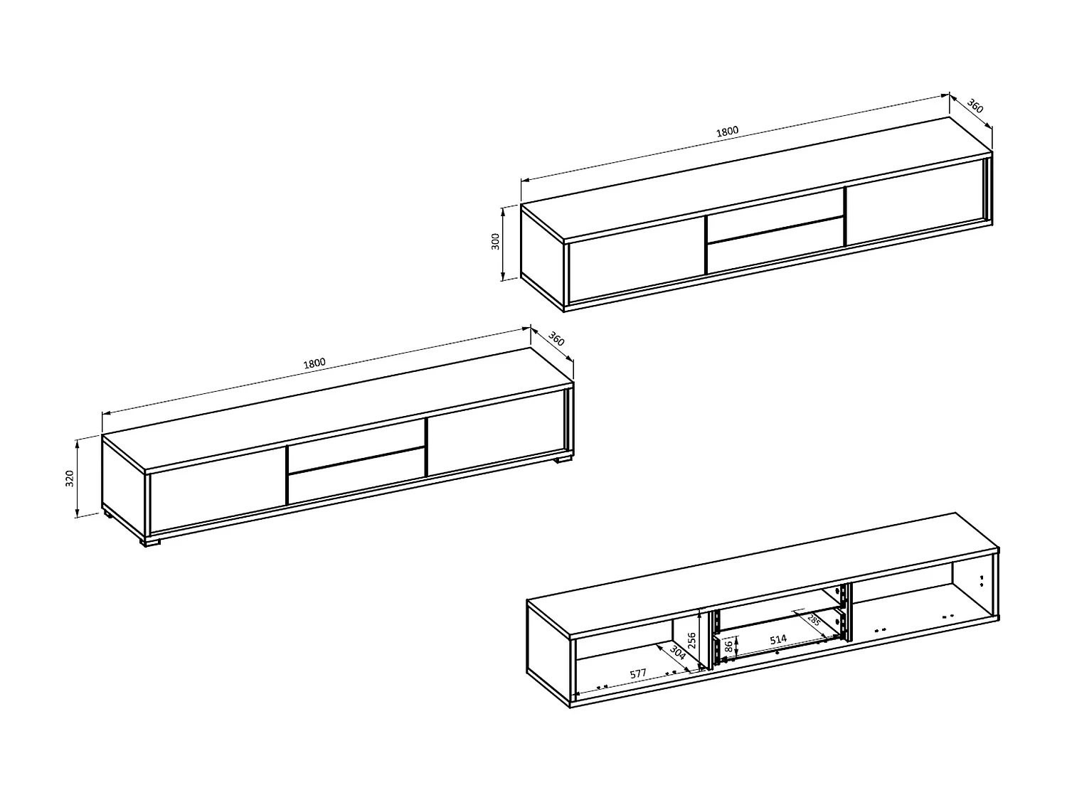 Armoire TV FRIDA avec deux portes