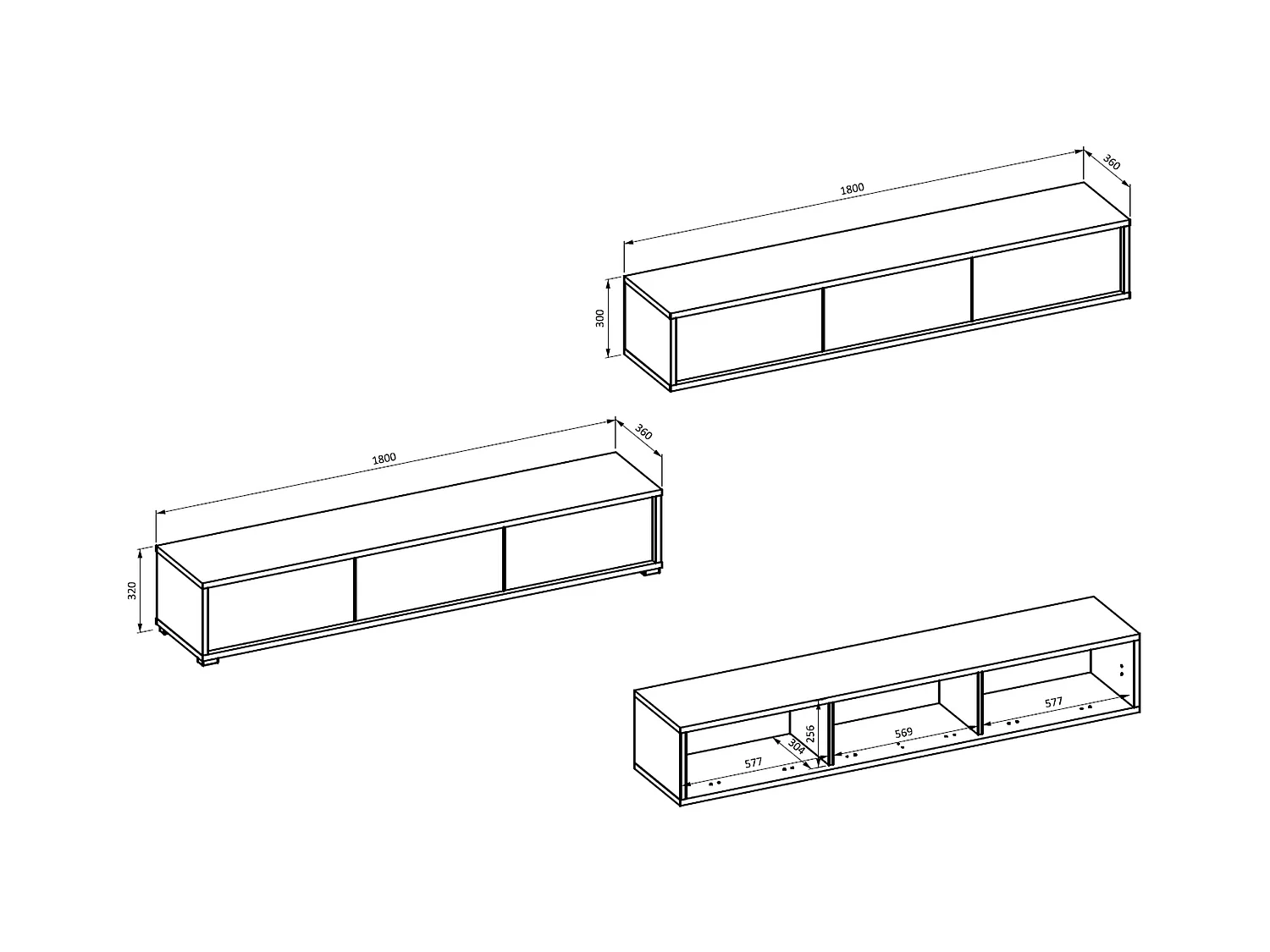 TV-Schrank FRIDA mit drei Türen