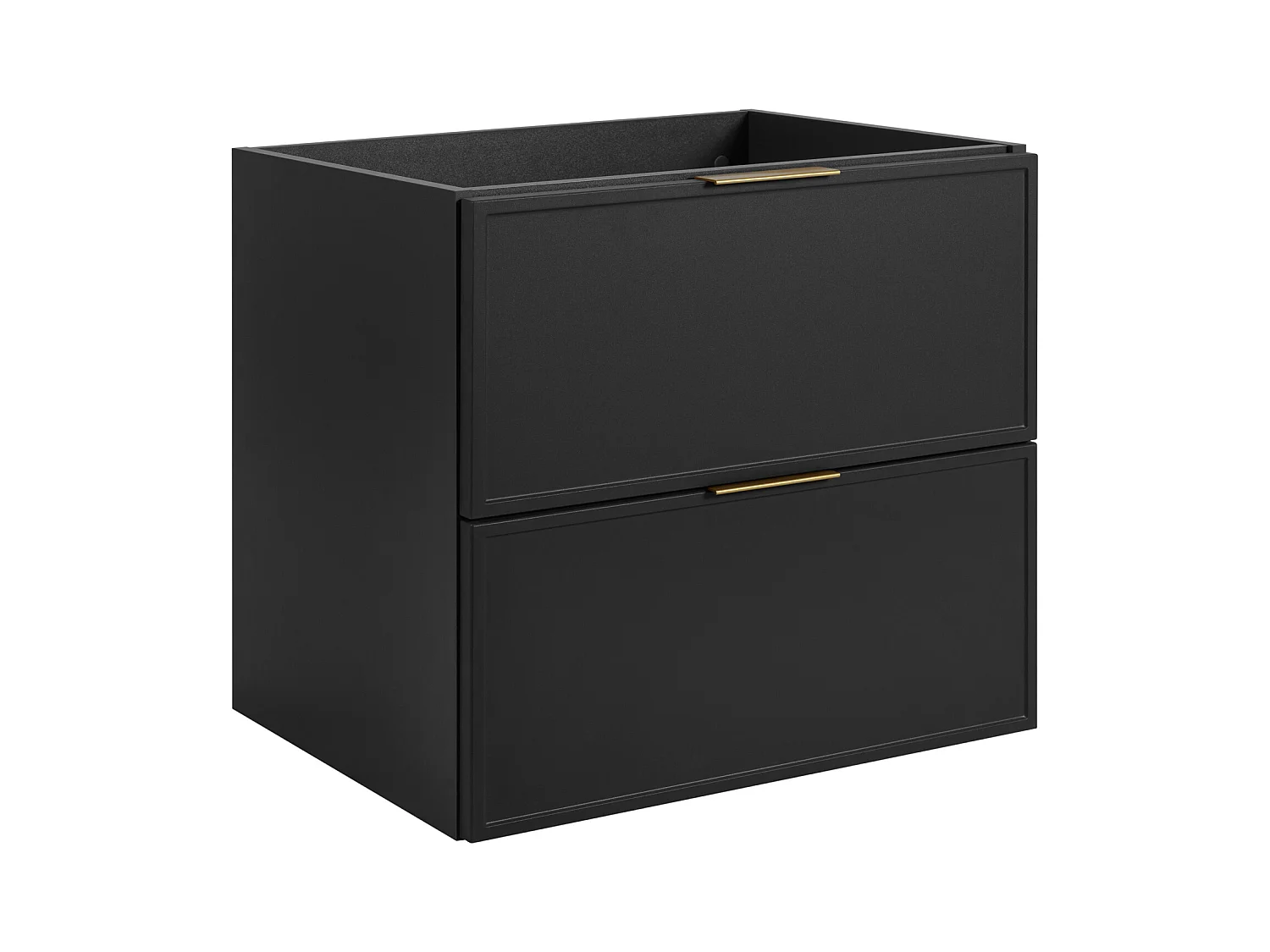 Meuble de salle de bain, Gris Foncé, poignée dorée, 80 (60 + 20) x 46 x 57 cm