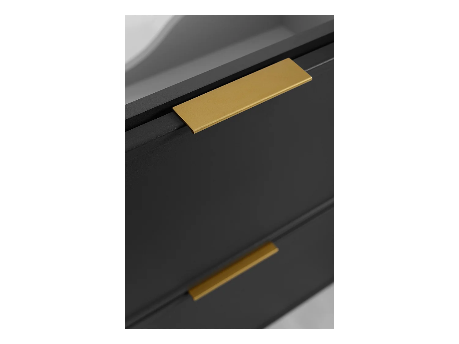 Badkamerkast, donkergrijs / wit, gouden handgreep, 160 (2 x 80) x 46 x 57 cm