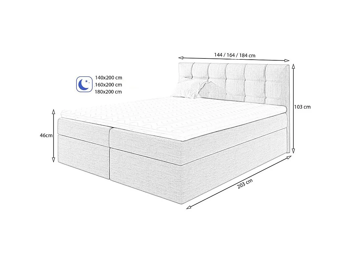 POLSTERBED Topiq 144/203/103 beige