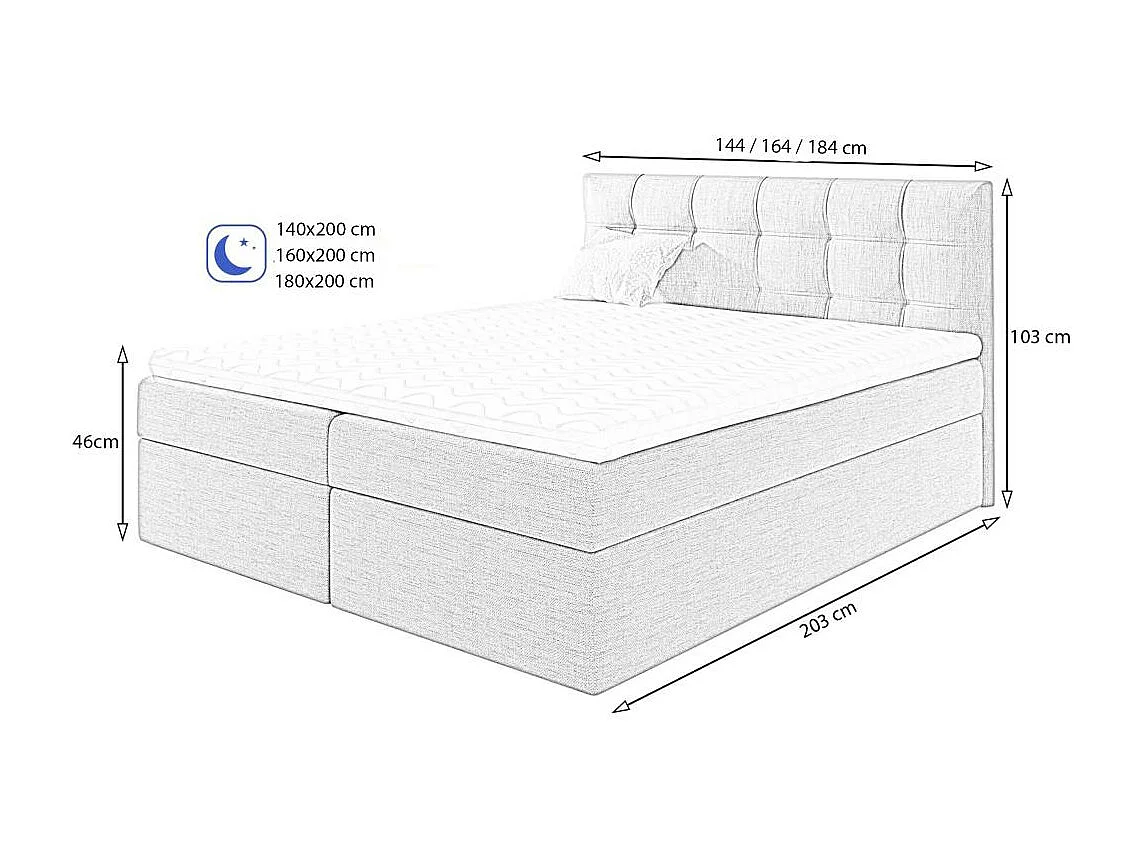 POLSTERBED Topiq 164/203/103 zwart