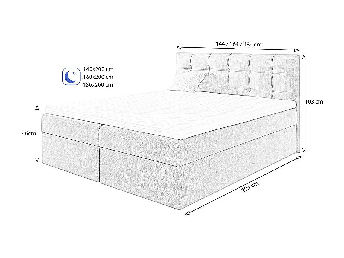POLSTERBED Topiq 164/203/103 zwart