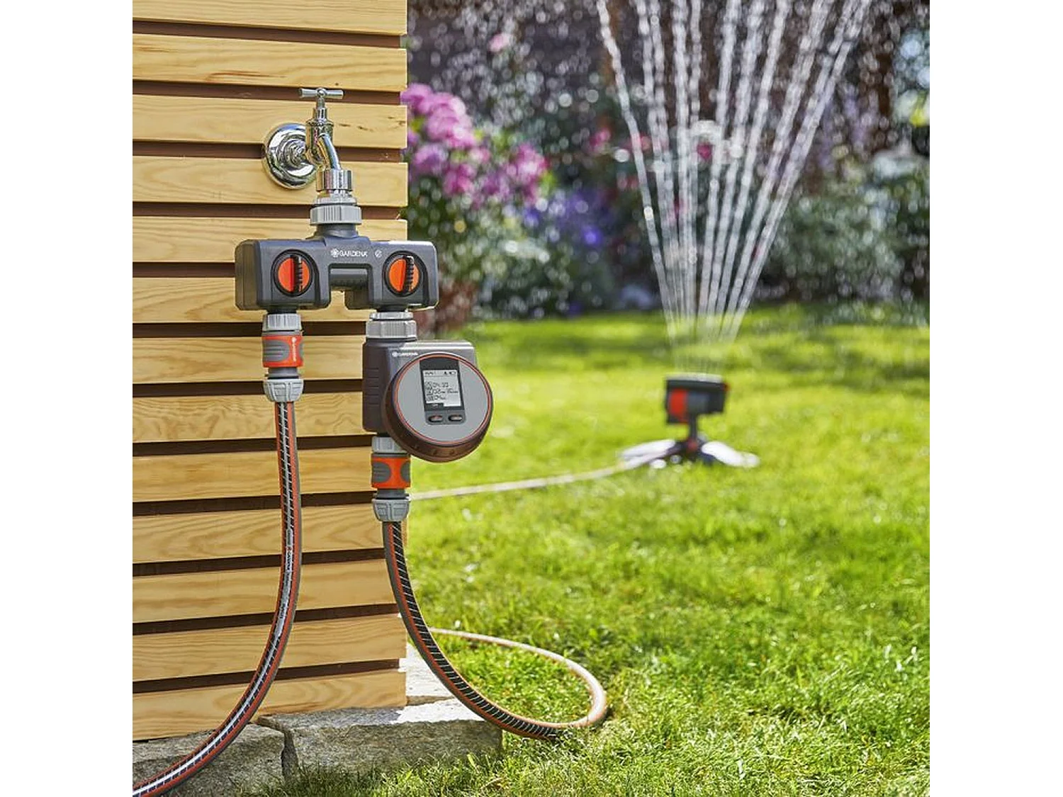 Programador de Riego Gardena Flex con Funcionamiento a Batería, Conexión Directa al Grifo y 3 Programas