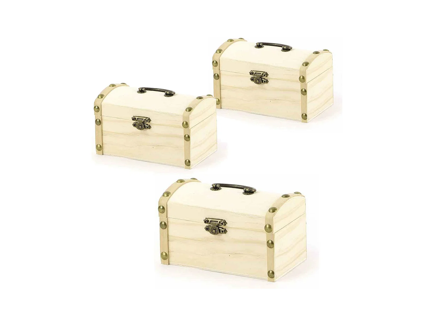 3 coffres de pirate en bois à décorer 8 x 8 x 13 cm