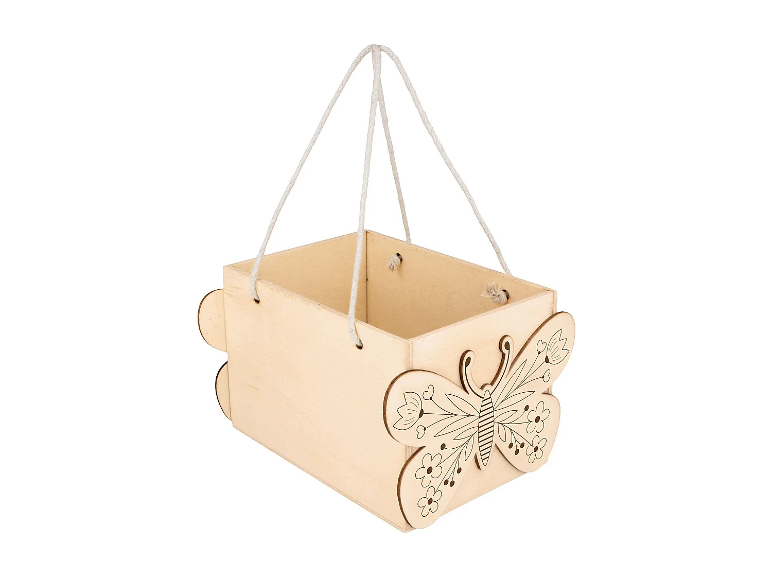 Panier en bois papillons