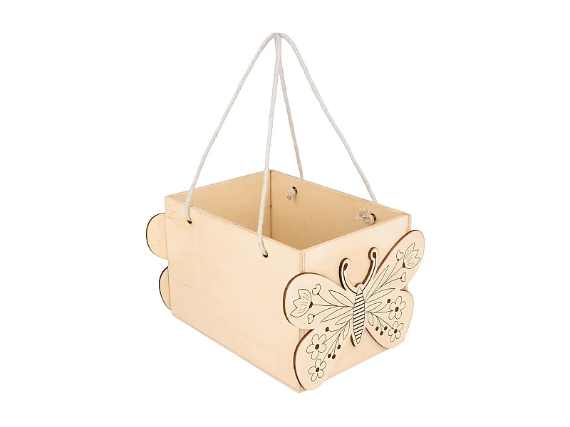 Panier en bois papillons