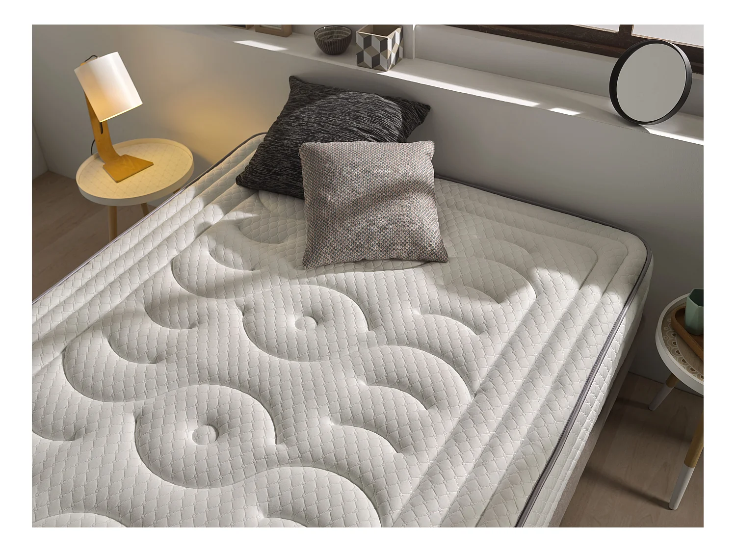 Matelas à mémoire de forme 200x200 cm Classic ViscoGel - Épaisseur +- 28 cm - Matelas Double Face - Ferme-Mi-Ferme - 100% Hypoallergénique