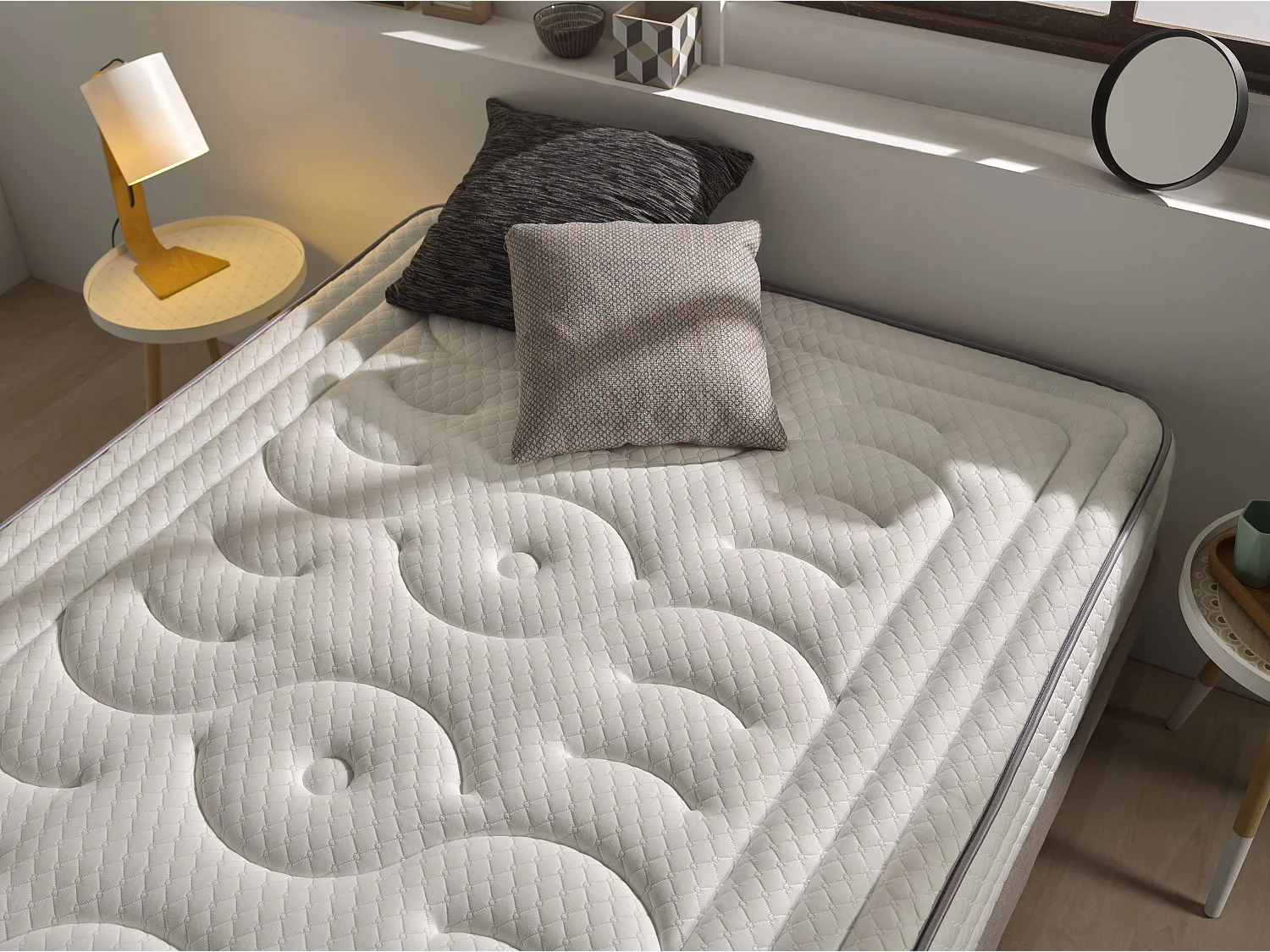 Matelas à mémoire de forme 200x200 cm Classic ViscoGel - Épaisseur +- 28 cm - Matelas Double Face - Ferme-Mi-Ferme - 100% Hypoallergénique