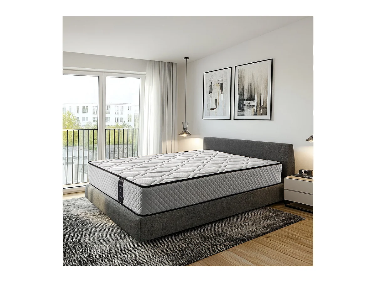 Colchão de molas ensacadas 160x190 cm Allegra - Lado Inverno/Verão - Altura +/- 27 cm - Espuma viscoelástica - Firmeza média/alta