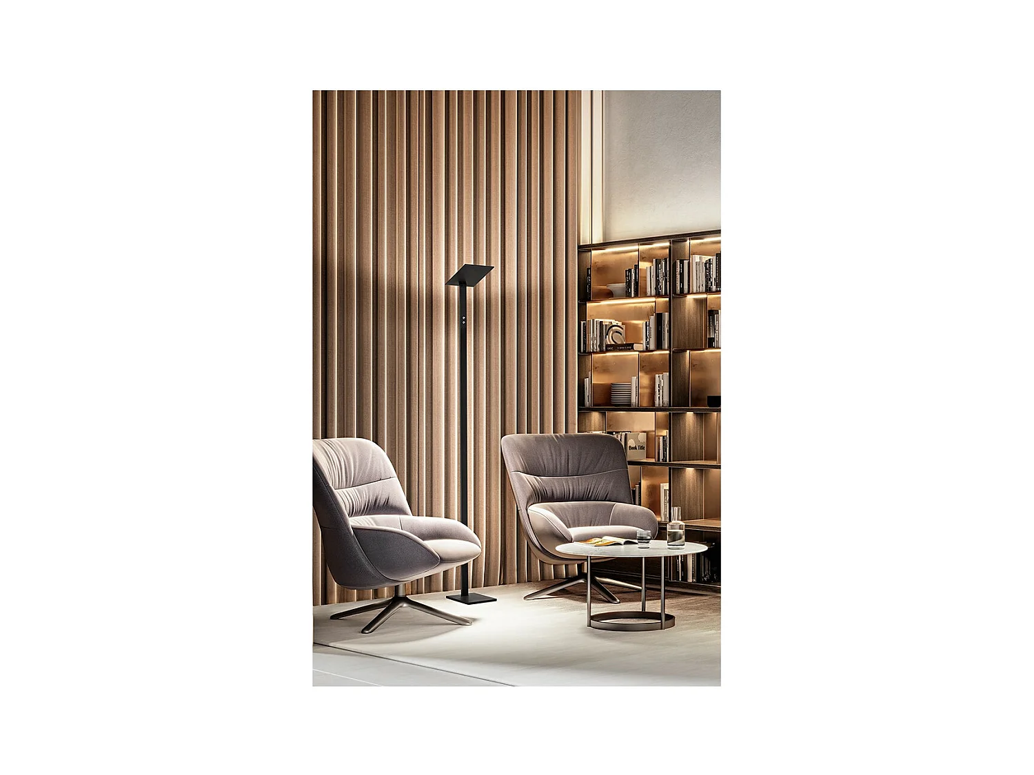 LED-Stehleuchte QUADRA Schwarzes Metall H.180 cm Perenz