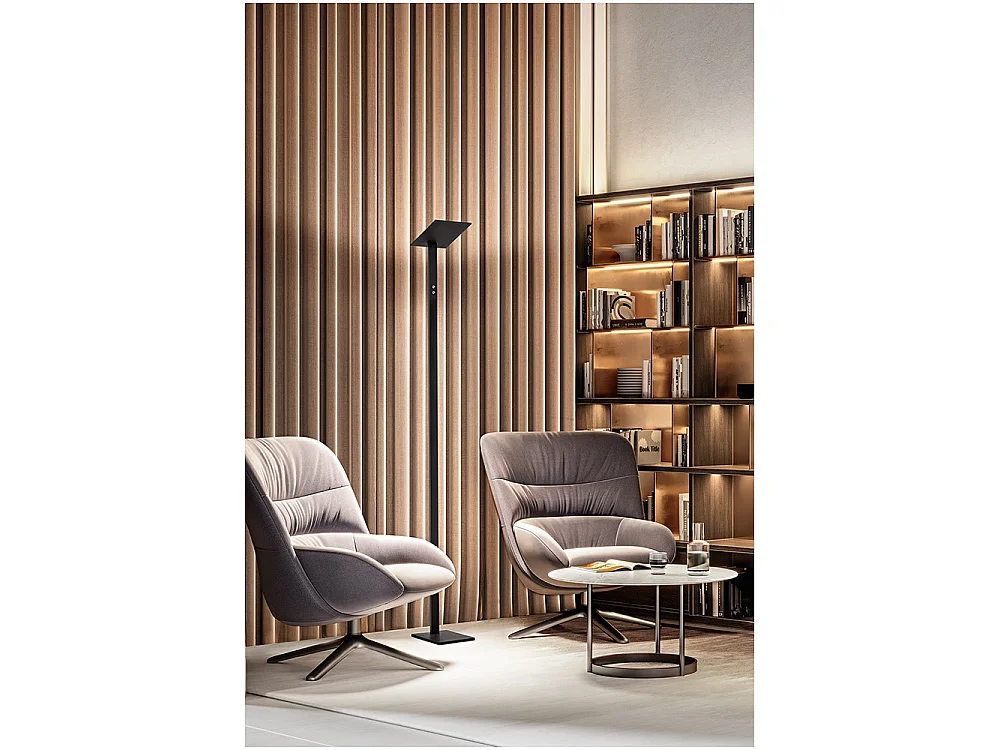 Piantana a Led QUADRA Nera in metallo H.180 cm Perenz