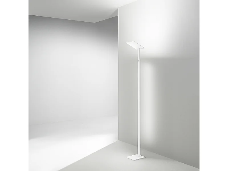 Candeeiro de pé LED QUADRA branco em metal H.180 cm Perenz
