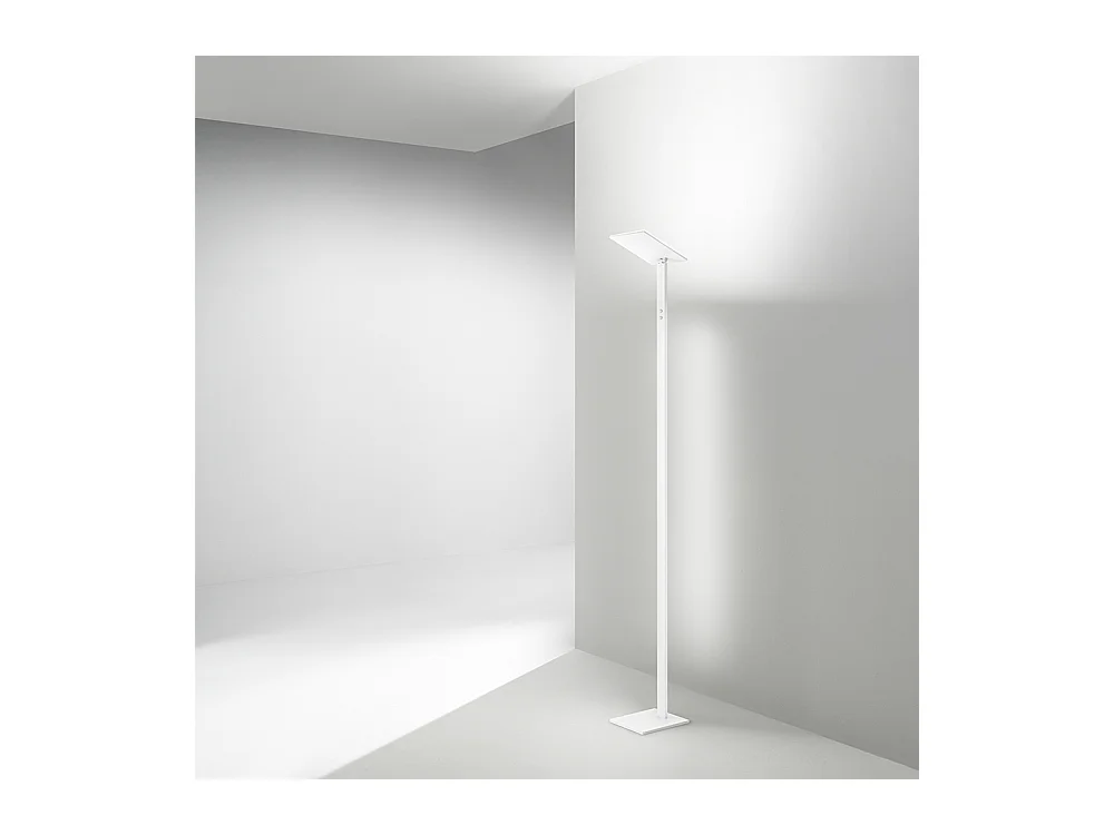 Lampadaire LED QUADRA blanc en métal H.180 cm Perenz