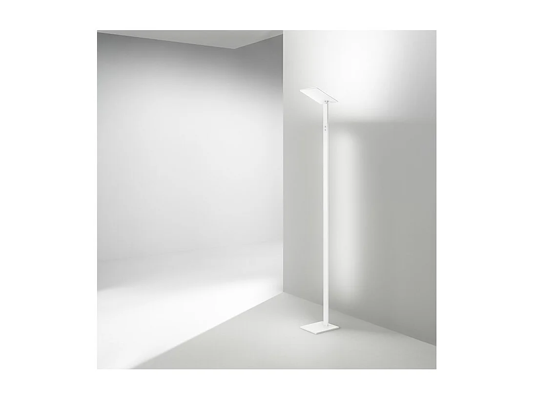 Lampadaire LED QUADRA blanc en métal H.180 cm Perenz