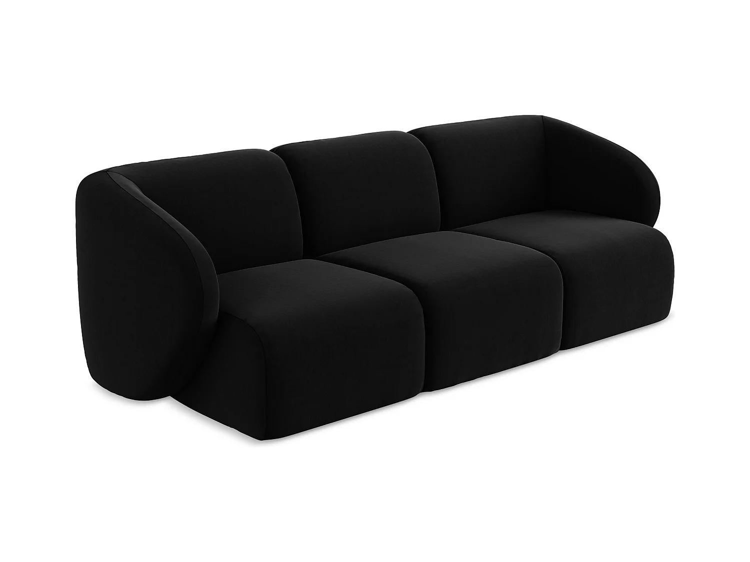 Canapé modulable 3 places en velours - noir - LANI
