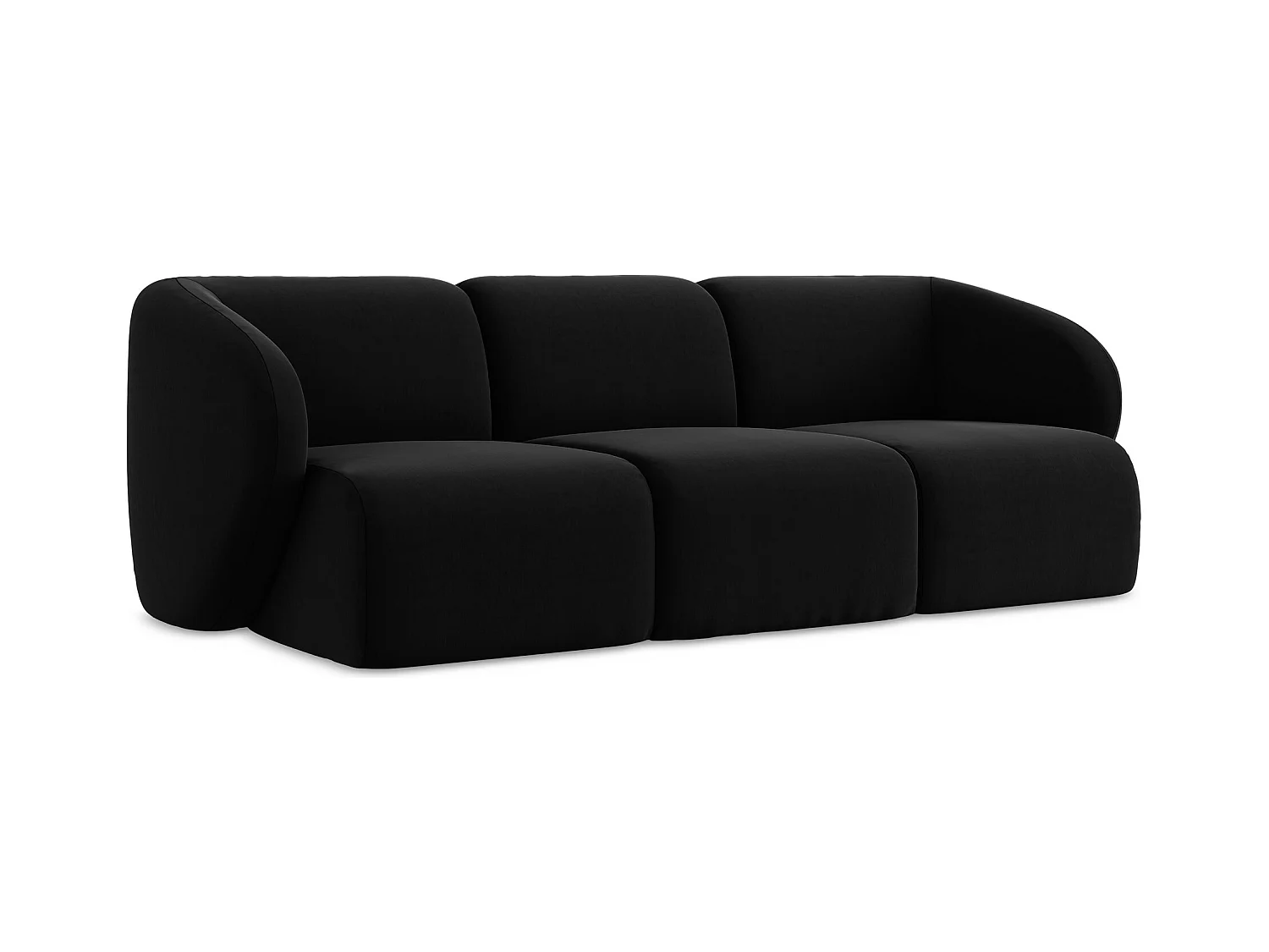 Modulares 3-Sitzer Sofa - - Samt - Schwarz - LANI