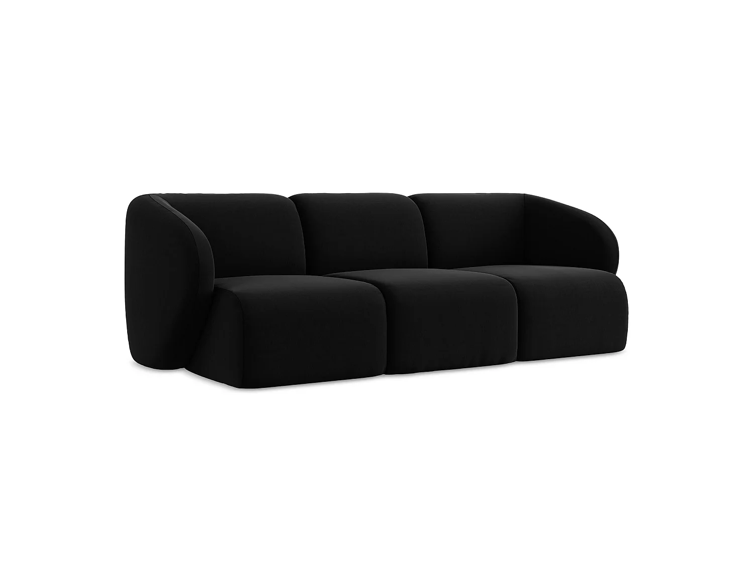 Modulares 3-Sitzer Sofa - - Samt - Schwarz - CERVO