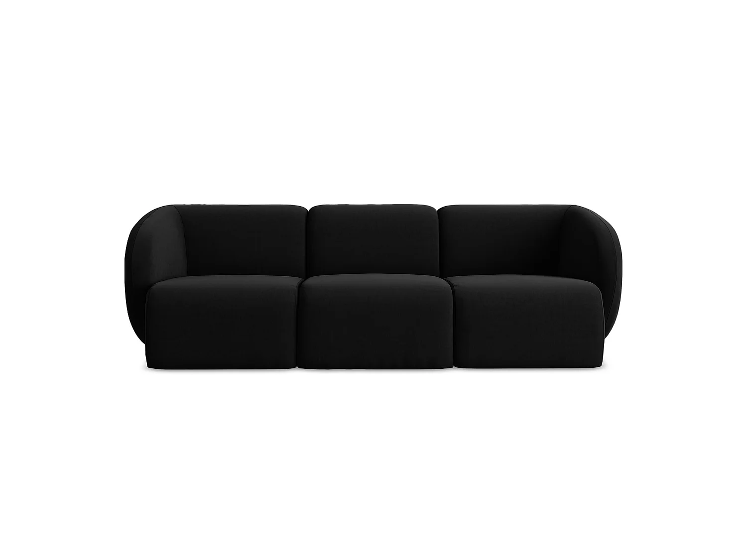 Modulares 3-Sitzer Sofa - - Samt - Schwarz - CERVO