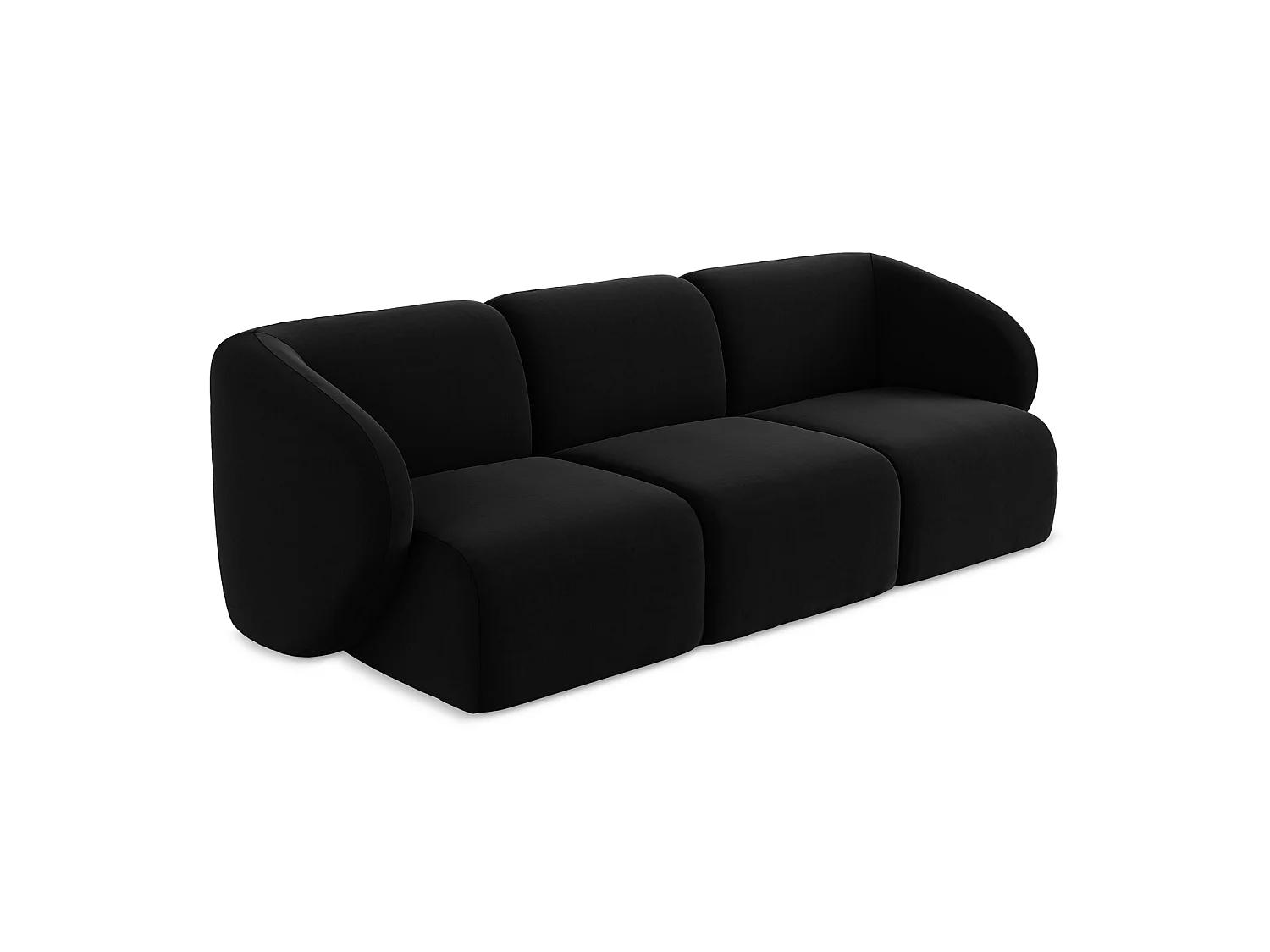 Modulares 3-Sitzer Sofa - - Samt - Schwarz - CERVO