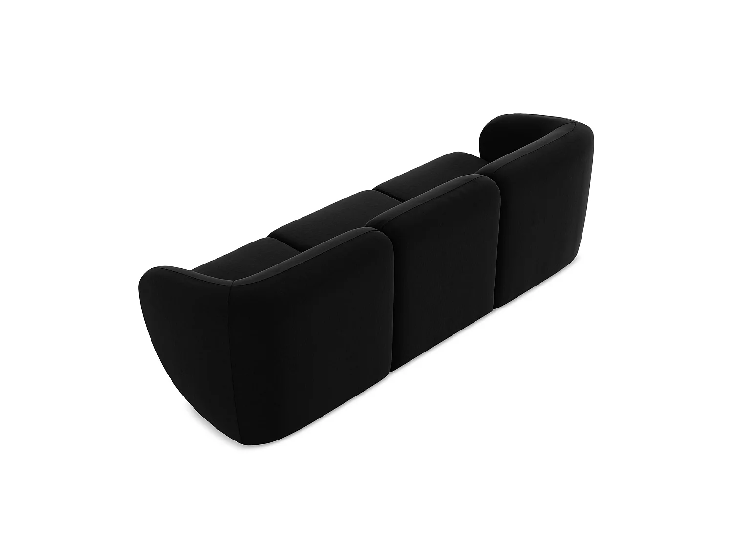 Modulares 3-Sitzer Sofa - - Samt - Schwarz - CERVO