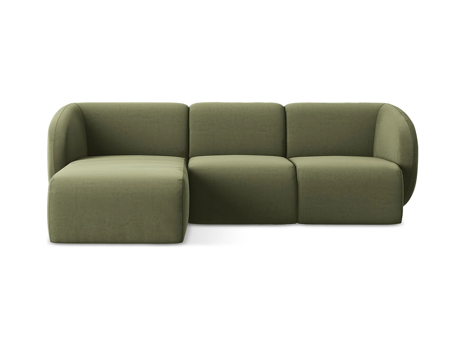 Modulaire hoekbank links van olijfgroen velours - LANI