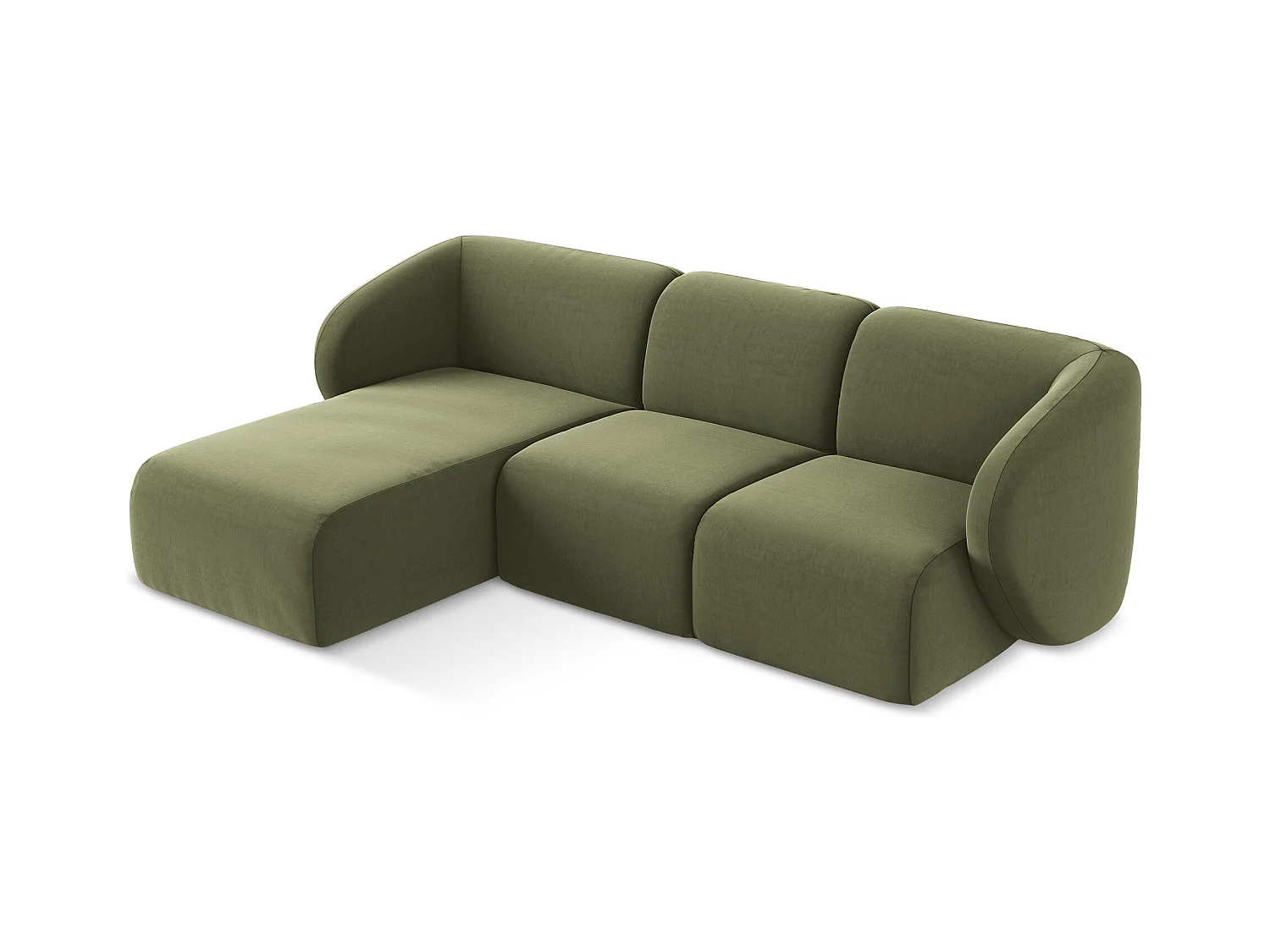 Modulaire hoekbank links van olijfgroen velours - LANI