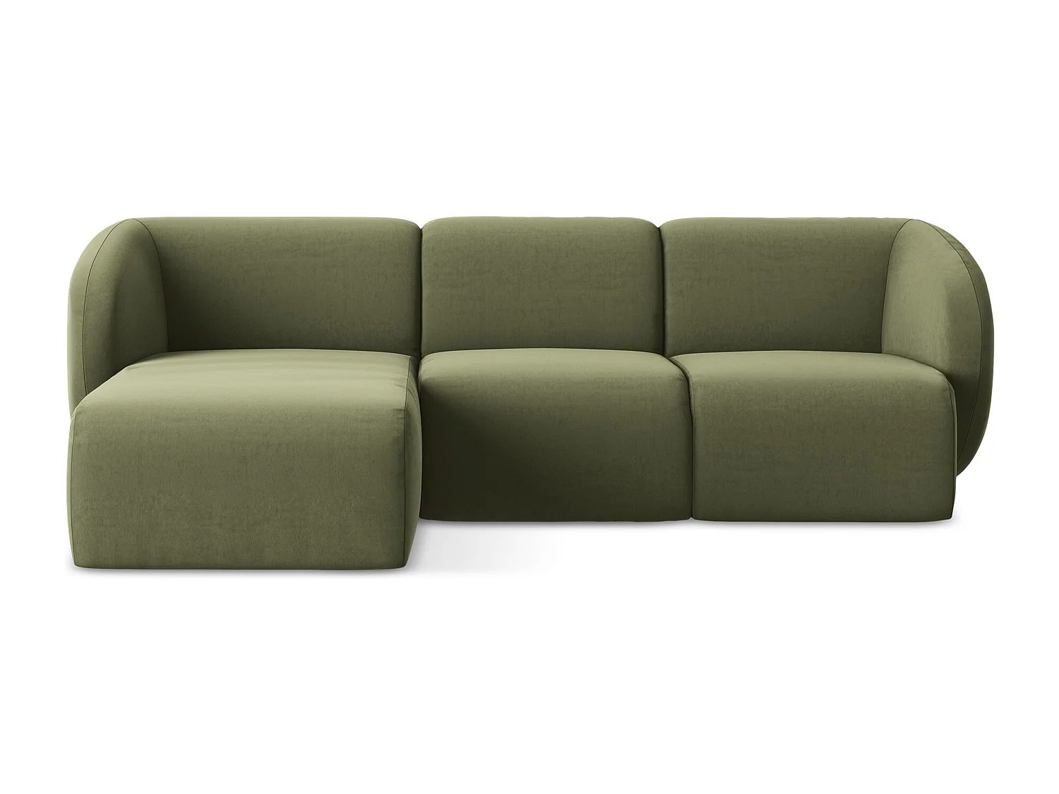 Canapé d'angle 3 places modulaire gauche en velours - olive - LANI