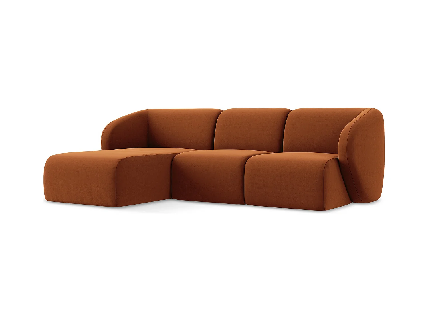 3-Sitzer Modulares Ecksofa - Ecke Links - Samt - Terrakotta - LANI