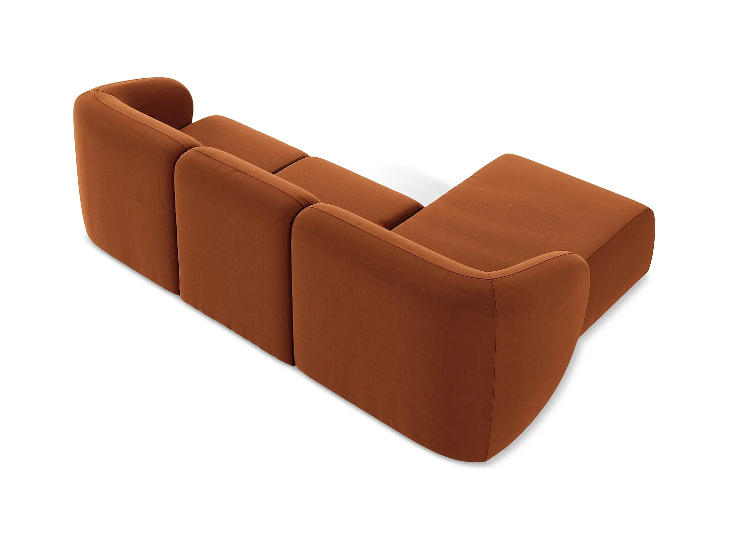 Modulaire hoekbank links van terracotta velours - LANI