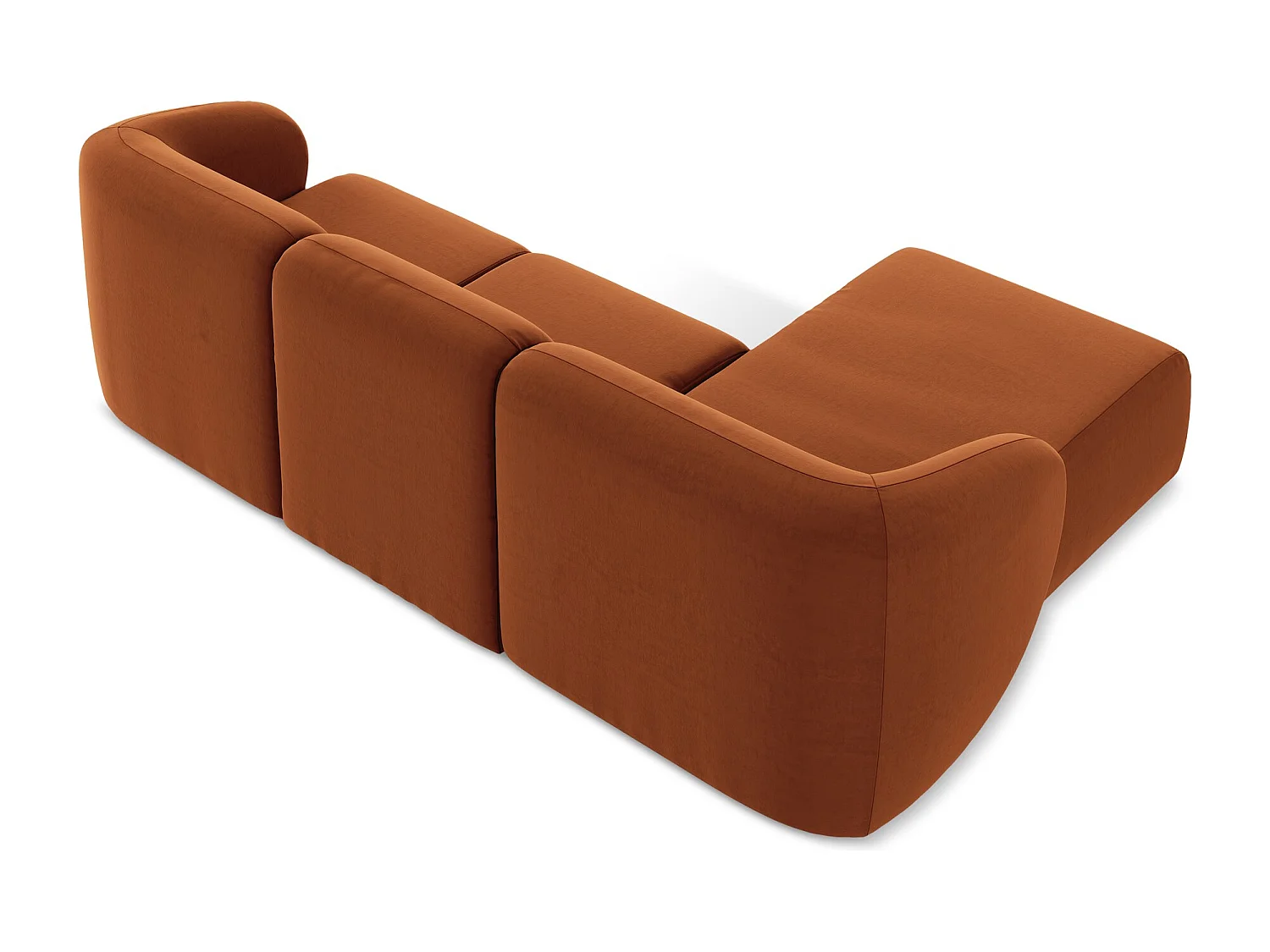 Modulaire hoekbank links van terracotta velours - LANI