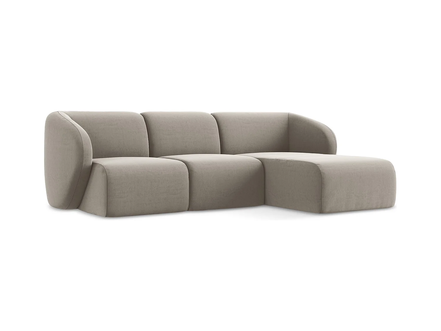 3-Sitzer Modulares Ecksofa - Ecke Rechts - Samt - Taupe - LANI