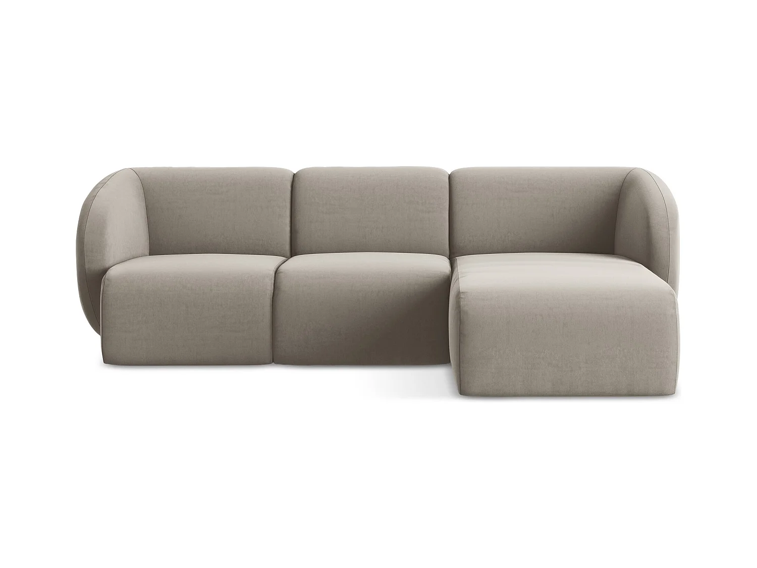 3-Sitzer Modulares Ecksofa - Ecke Rechts - Samt - Taupe - LANI