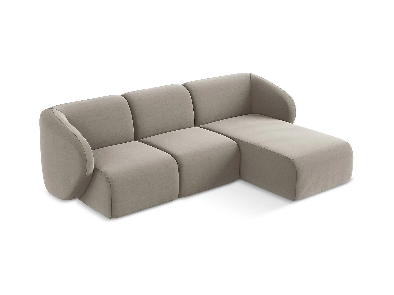 3-Sitzer Modulares Ecksofa - Ecke Rechts - Samt - Taupe - LANI