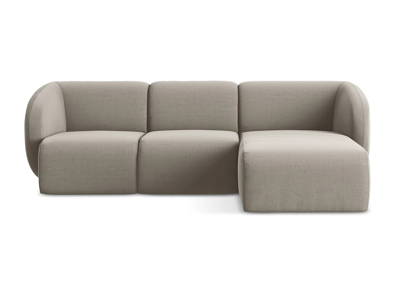 Modulaire hoekbank rechts van taupe velours - LANI