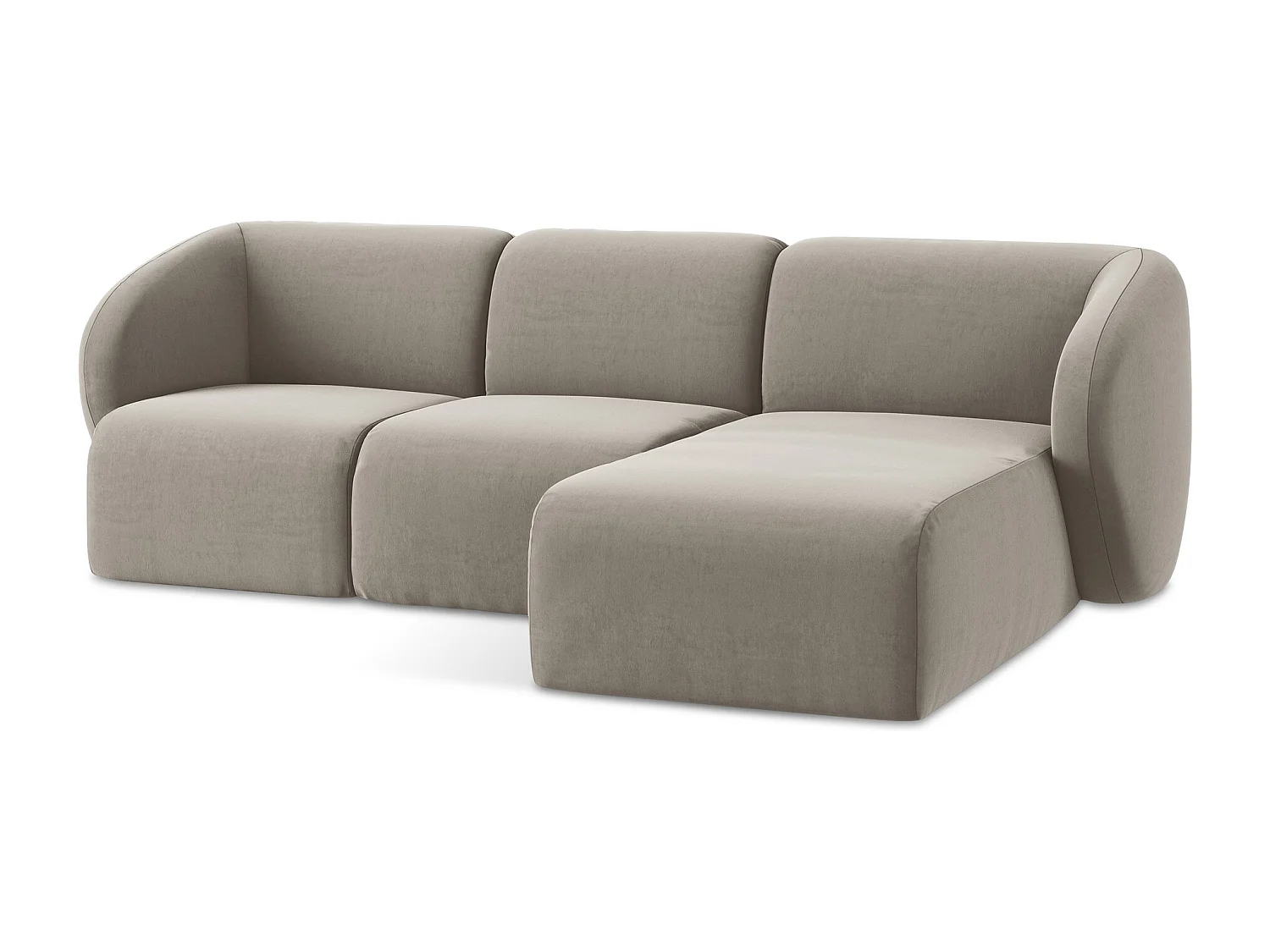 Modulaire hoekbank rechts van taupe velours - LANI