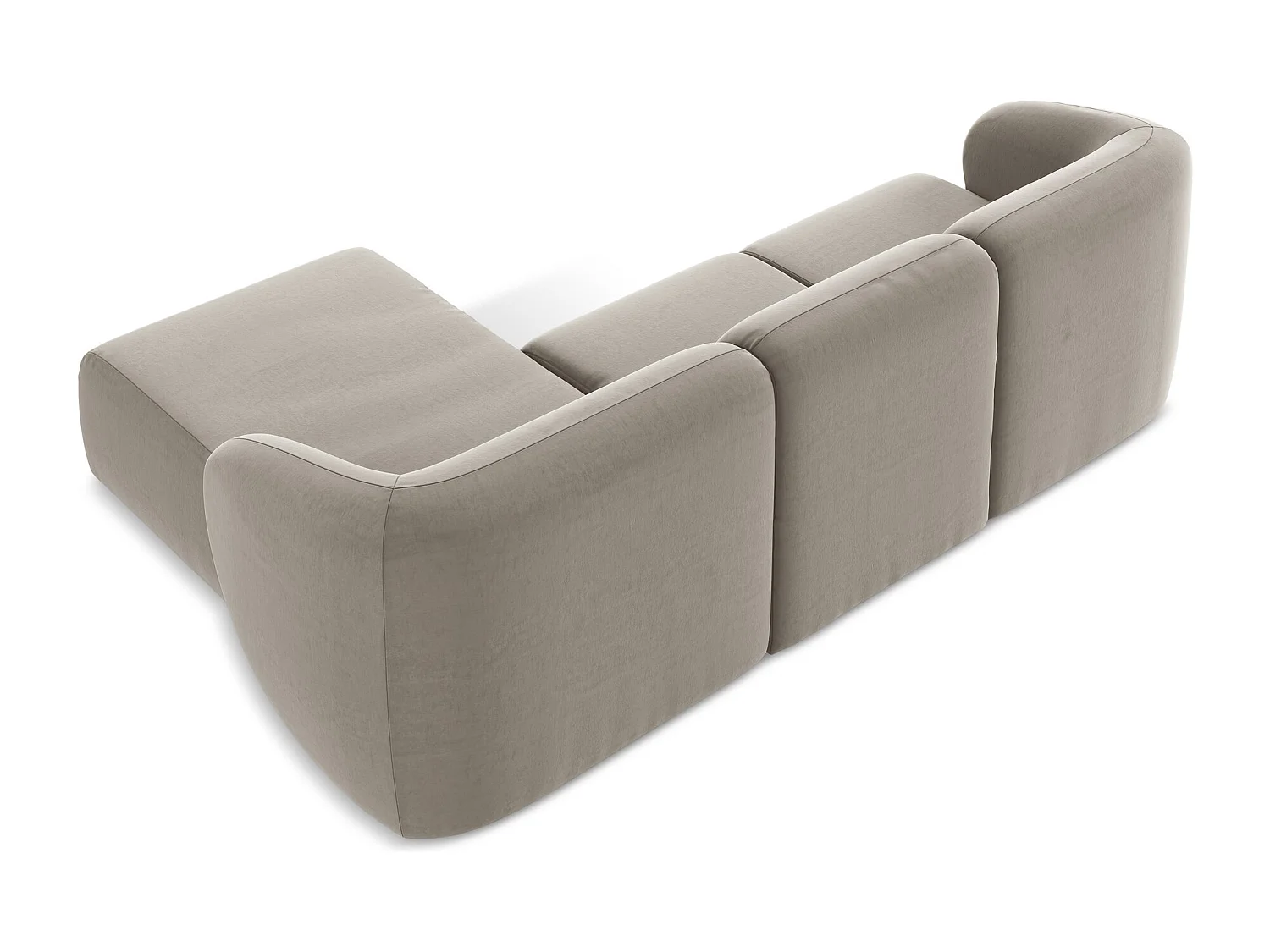 Modulaire hoekbank rechts van taupe velours - LANI