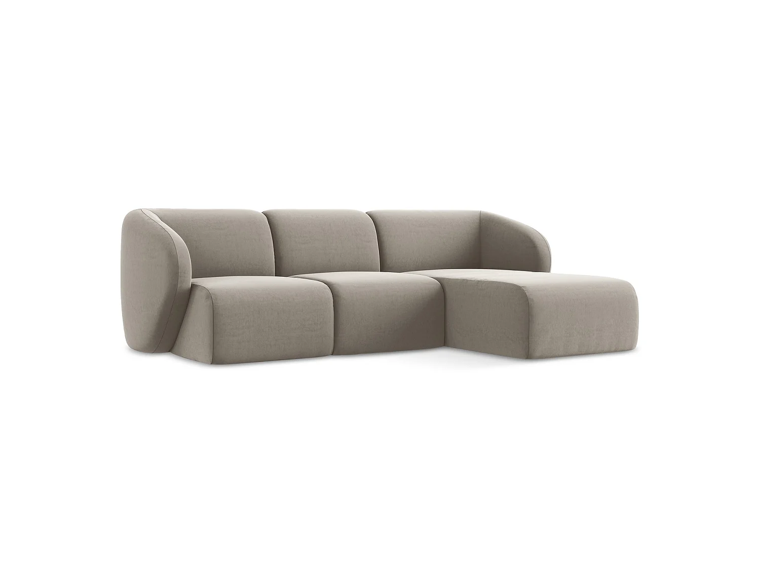 3-Sitzer Modulares Ecksofa - Ecke Rechts - Samt - Taupe - CERVO