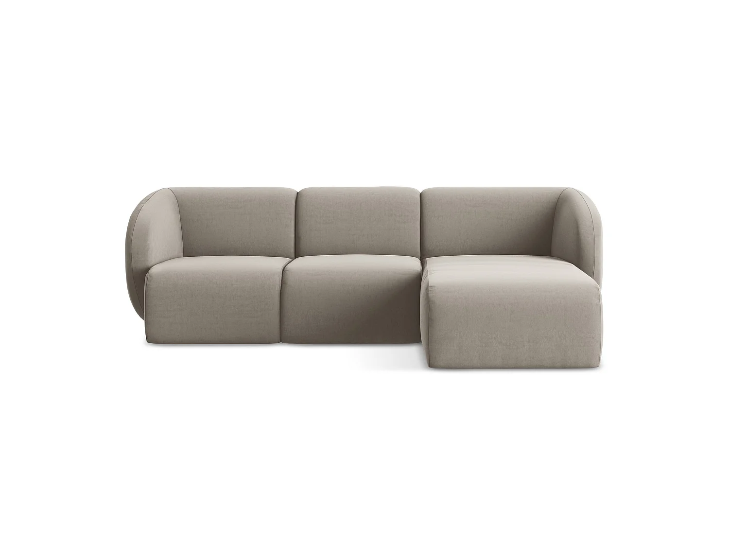 3-Sitzer Modulares Ecksofa - Ecke Rechts - Samt - Taupe - CERVO